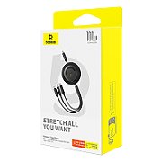 CABLU alimentare si date Baseus Free2Pull Mini,Fast Charging Data Cable,retractabil universal,USB Type-C la USB Type-C,micro USB si Lightning  100W,1.1m,negru 