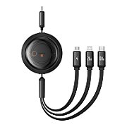 CABLU alimentare si date Baseus Free2Pull Mini,Fast Charging Data Cable,retractabil universal,USB Type-C la USB Type-C,micro USB si Lightning  100W,1.1m,negru 