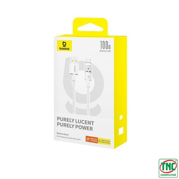 CABLU alimentare si date Baseus Gem, Fast Charging Data Cable pt. smartphone, USB la USB Type-C 100W, 1m, alb 