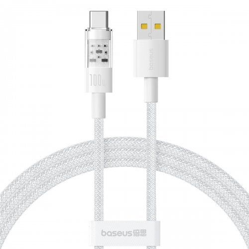 CABLU alimentare si date Baseus Gem, Fast Charging Data Cable pt. smartphone, USB la USB Type-C 100W, 1m, alb 