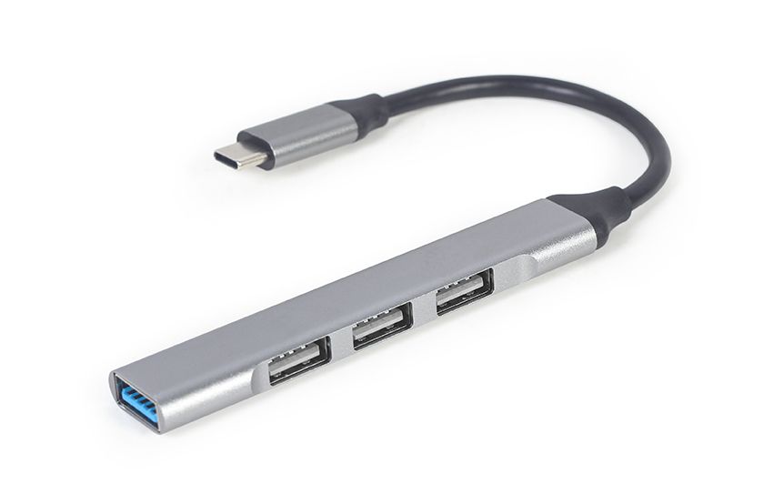 HUB extern GEMBIRD, porturi USB: USB-A 3.1 x 1, USB-A 2.0 x 3, conectare prin USB Type-C, argintiu, 