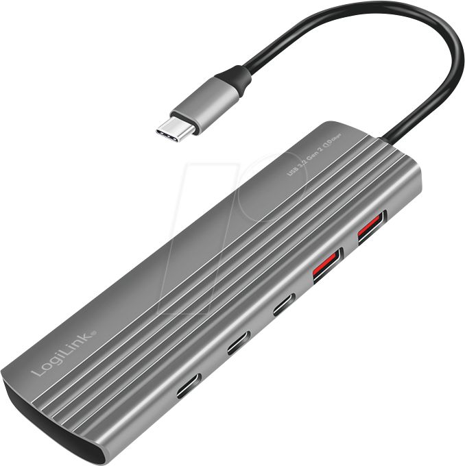 HUB extern LOGILINK, porturi USB: USB-A 2.0 x 2, USB Type-C x 8, conectare prin USB 3.2 Type C, PD 100W, protectie: supracurent, supratensiune, suprasarcina si scurtcircuit, gri, 