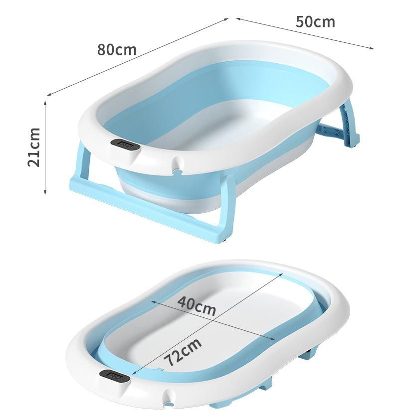 Cadita cu pernuta pentru bebelusi, termometru digital incorporat, pliabila, dop se scurgere, picioare anti-alunecare , blue, U-Grow_4