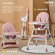 Scaun de masa 2 in 1, pliabil, roz, U-Grow_3