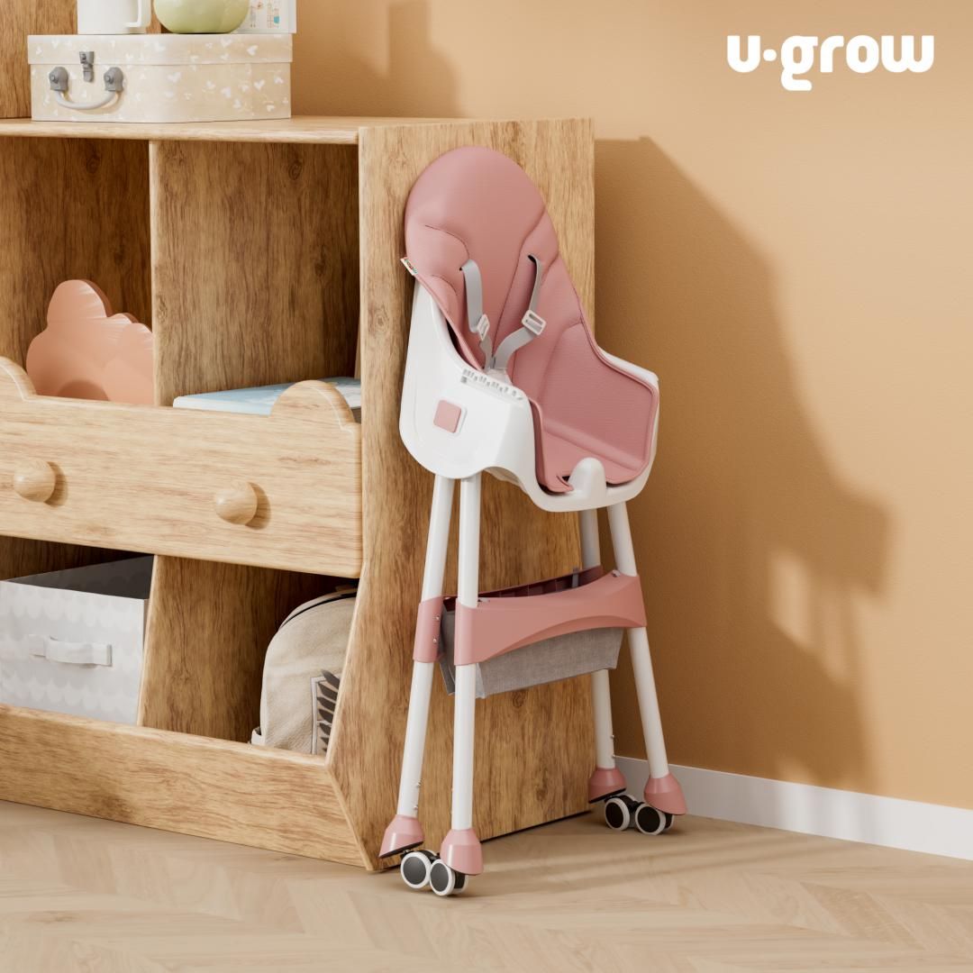 Scaun de masa 2 in 1, pliabil, roz, U-Grow_4