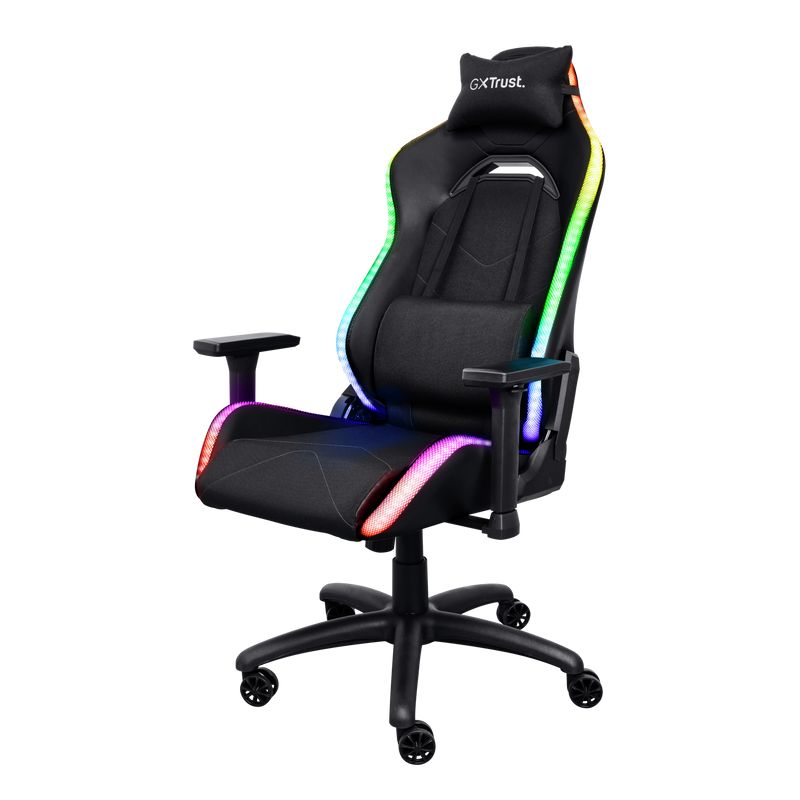 Scaun gaming Trust GXT 719 Ruya, iluminare RGB, 5 roti, ridicare pe gaz clasa 4, adjustabil pe inaltime, material piele PU si plastic, greutate maxima suportata 150 kg, negru_2