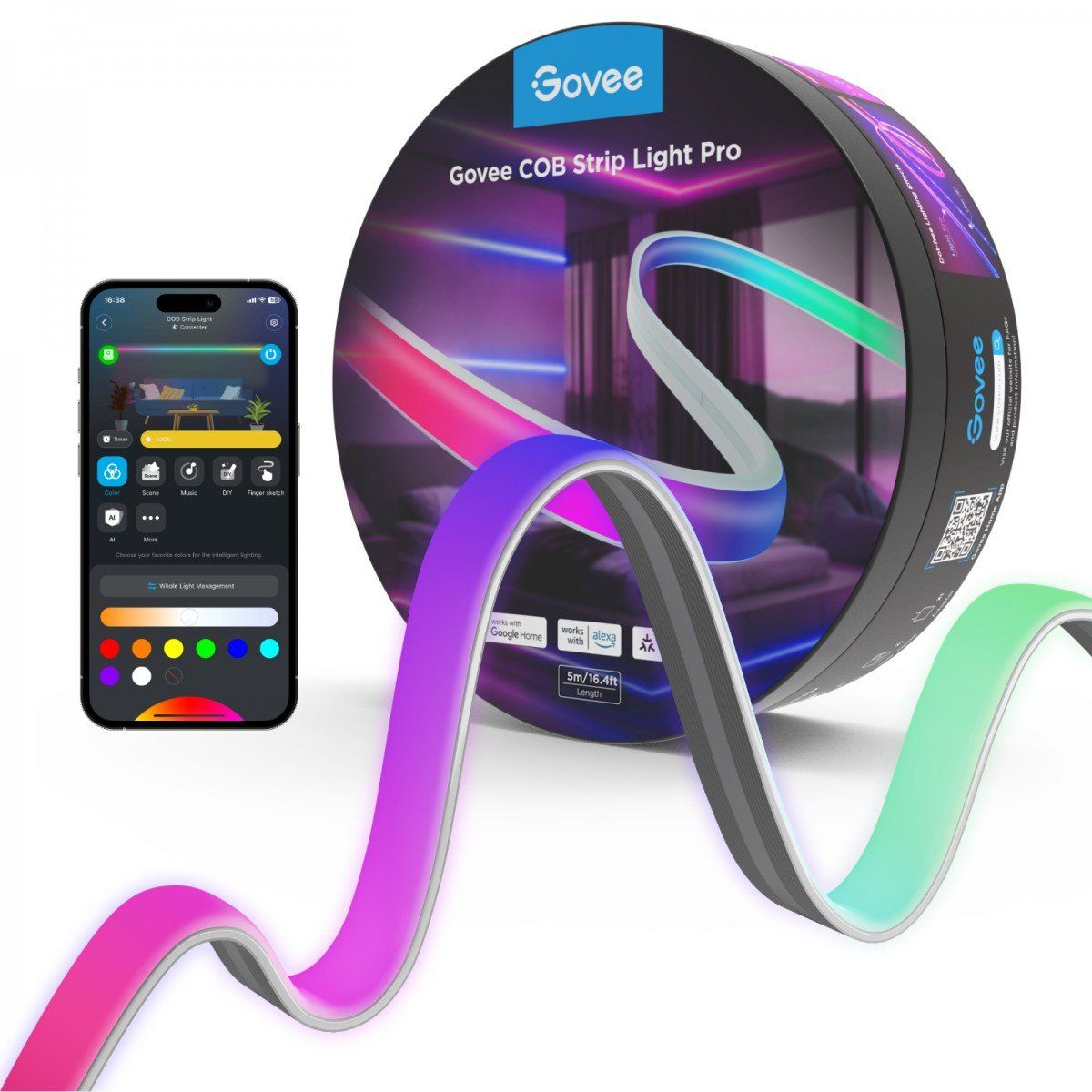 Govee H61E5 COB Strip Lights Pro 3m | LED Strip | Wi-Fi  Bluetooth  RGBICW_1