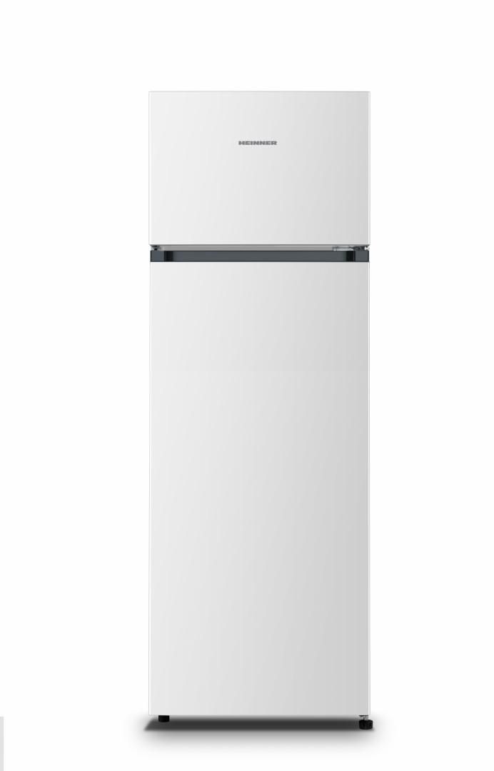 Frigider cu doua usi Heinner HF-HS243E++, clasa de eficienta energetica E, capacitate totala: 243L, capacitate frigider: 202L, capacitate congelator: 41L, control mecanic cu termostat ajustabil, lumina LED, rafturi din sticla, dimenisuni (WxDxH): 55 x 55.7 x 161.3 cm, alb_1
