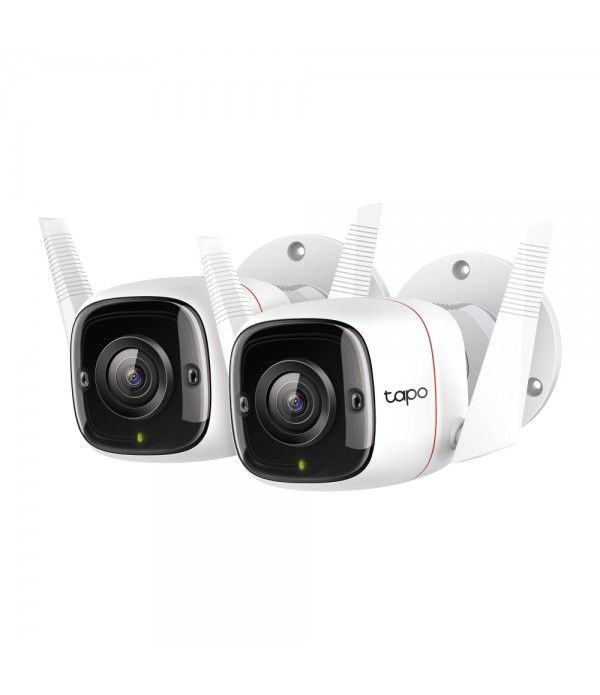 Outdoor Security Wi-Fi Camera, 2-Pack SPEC: 2K (2304x1296), 2.4 GHz, 2T2R, 2 × External Antennas, 1 × Ethernet Port FEATURE: Smart AI Detection and Notifications (motion, people), Sound and Light Alarm, Remote Control, Two-Way Audio, Voice Control (Works with Google Assistant and Alexa), Local_1
