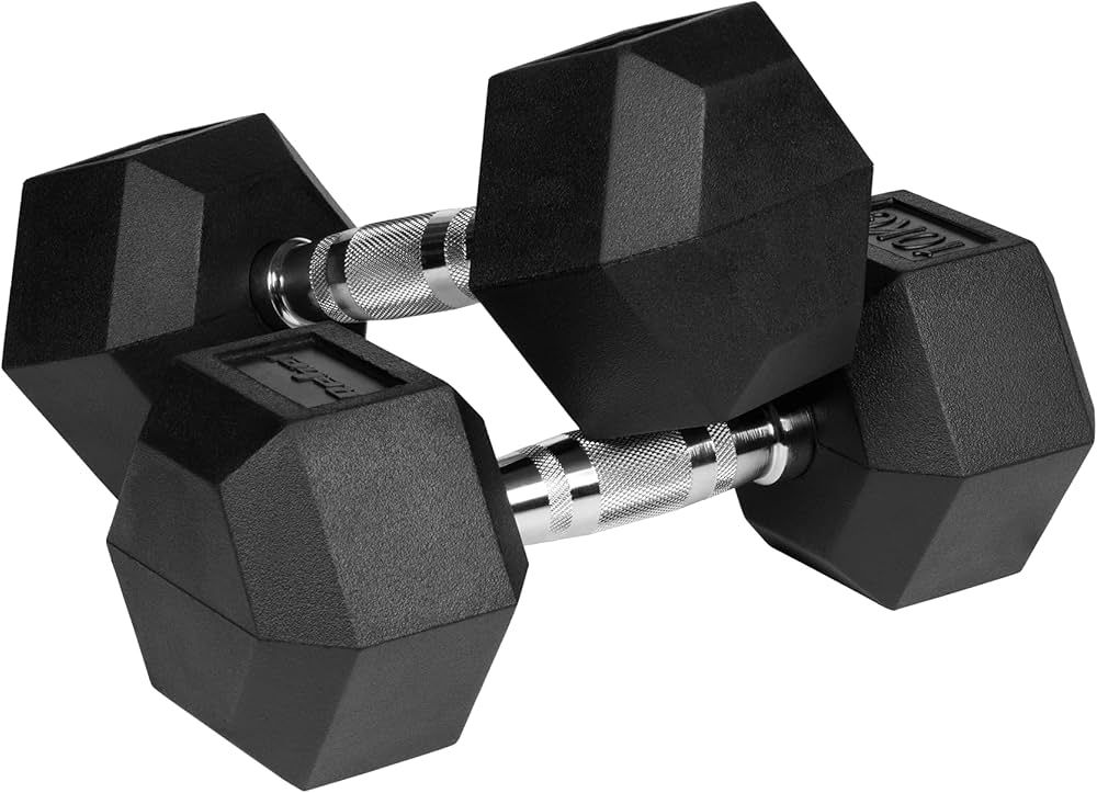 Rubberized cast iron dumbbells HEX 2x10 kg REBEL ACTIVE_1