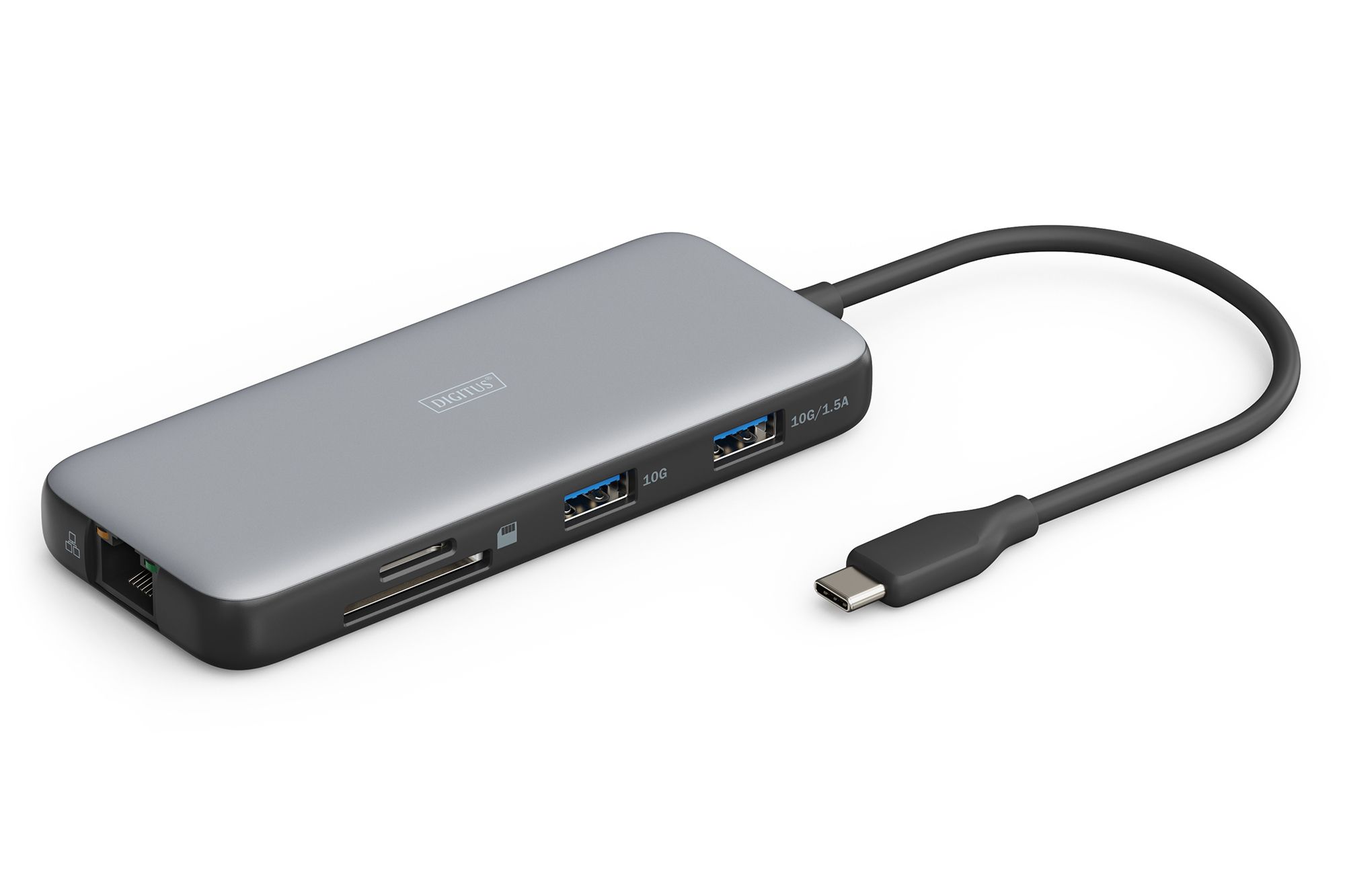 DIGITUS Docking USB-C->HDMI USB3.2 RJ45 SD MicroSD PD Alu si_1