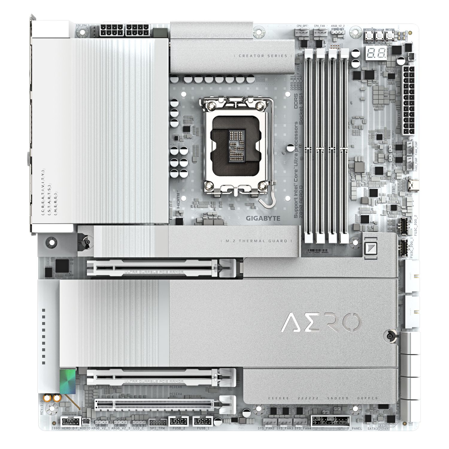 Placa de Baza GIGABYTE Z890 AERO D LGA1851, 4x DDR5, 2x Intel Thunderbolt 1x Front Intel Thunderbolt 1x HDMI, 3x PCIE x16, 4x M.2, 4x SATA 6GB/s, E-ATX_1
