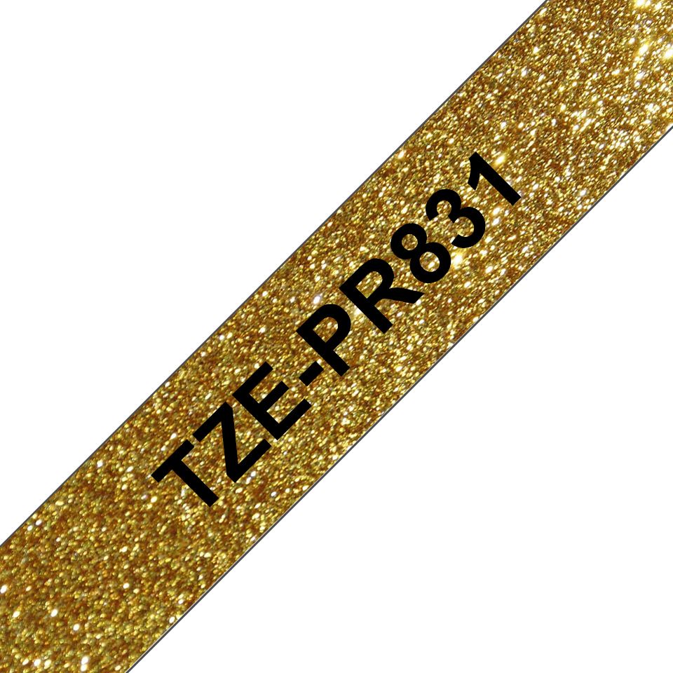 TZE-PR831 LAMINATED TAPE 12MM/PREMIUM GOLD ON BLACK_1