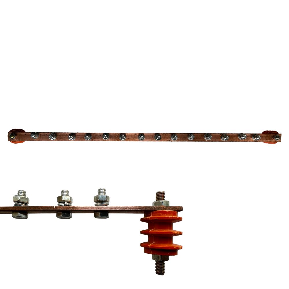 Bară pentru împământarea echipamentelor în cabinete metalice rack 19 inch prevăzută cu șuruburi de conexiune_1