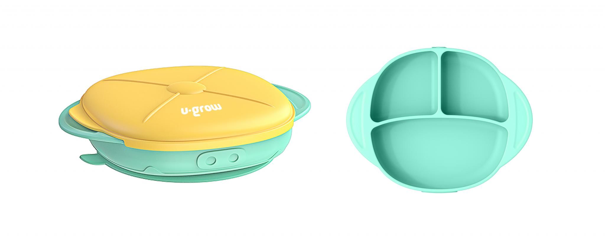 Farfurie silicon cu capac , galbena, U-Grow_1