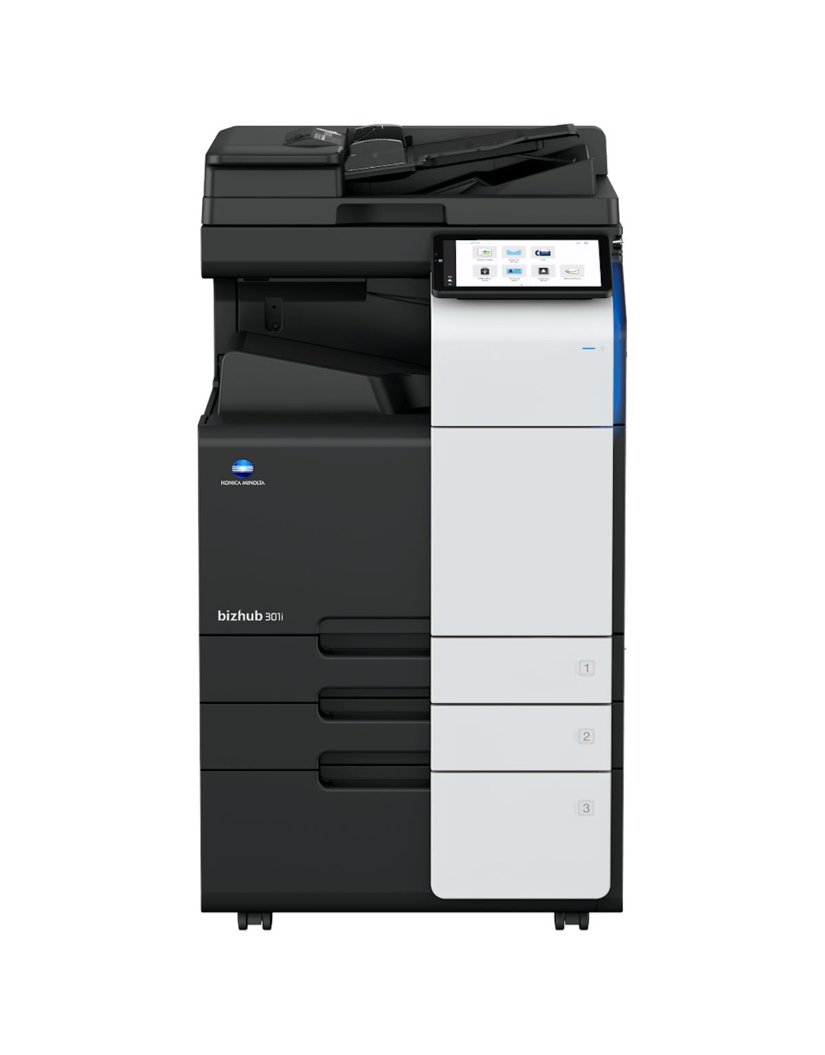 Imprimanta multifunctionala laser monocrom Konica Minolta BIZHUB 301i, A3, duplex, ADF, USB 2.0, 15 ppm negru, 15 ppm color