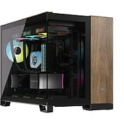 Carcasa CORSAIR 2500X Micro ATX Dual Chamber Black/Walnut Wood, Tempered Glass, mATX, Cooling Layout: Top: 3x120mm sau 2x140mm, Side: 2x120mm, Bottom: 3x120mm sau 2x140mm, Rear: 1x120mm, Expansion Slots 4, 2x2.5 SSD 2x3.5 HDD, no psu included_1