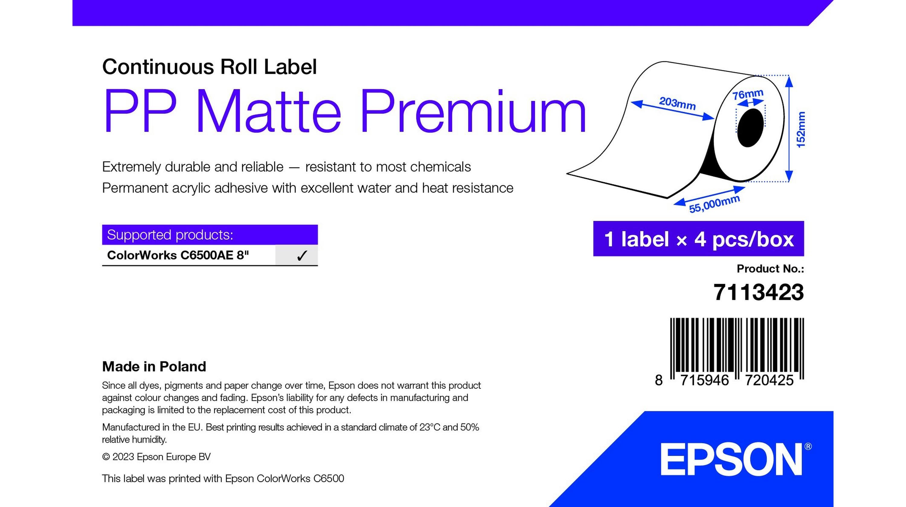 PP MATTE LABEL PREM CONTINUOUS/ROLL 210X55MM_1
