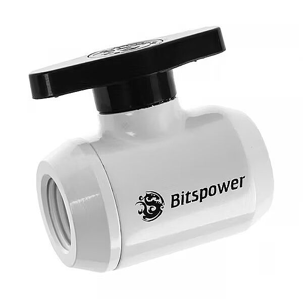 Bitspower Stopcock 2x female thread 1/4 inch  black handle - white_2