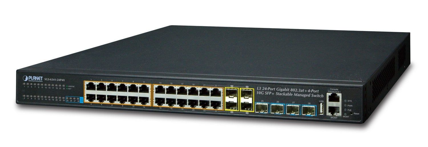PLANET SGS-6341-24P4X switch-uri Gestionate L3 Gigabit Ethernet (10/100/1000) Power over Ethernet (PoE) Suport 1U Negru_1