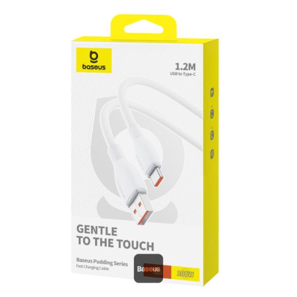 CABLU alimentare si date Baseus Pudding Series, Fast Charging Data Cable pt. smartphone, USB la USB Type-C 100W, 1.2m, alb 
