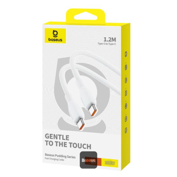 CABLU alimentare si date Baseus Pudding Series, Fast Charging Data Cable pt. smartphone, USB Type-C la USB Type-C 100W, 1.2m, alb 
