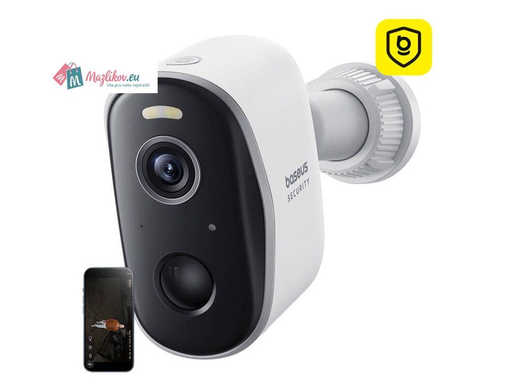 CAMERA IP Exterior Baseus N1 +, 2K, 2304 x 1296, acumulator integrat, unghi pana la 120 grade, IP67, dist. IR 30 m, tip lentila fixa 3 mm, 3 Mpx, wireless + RJ-45, slot SD card, 