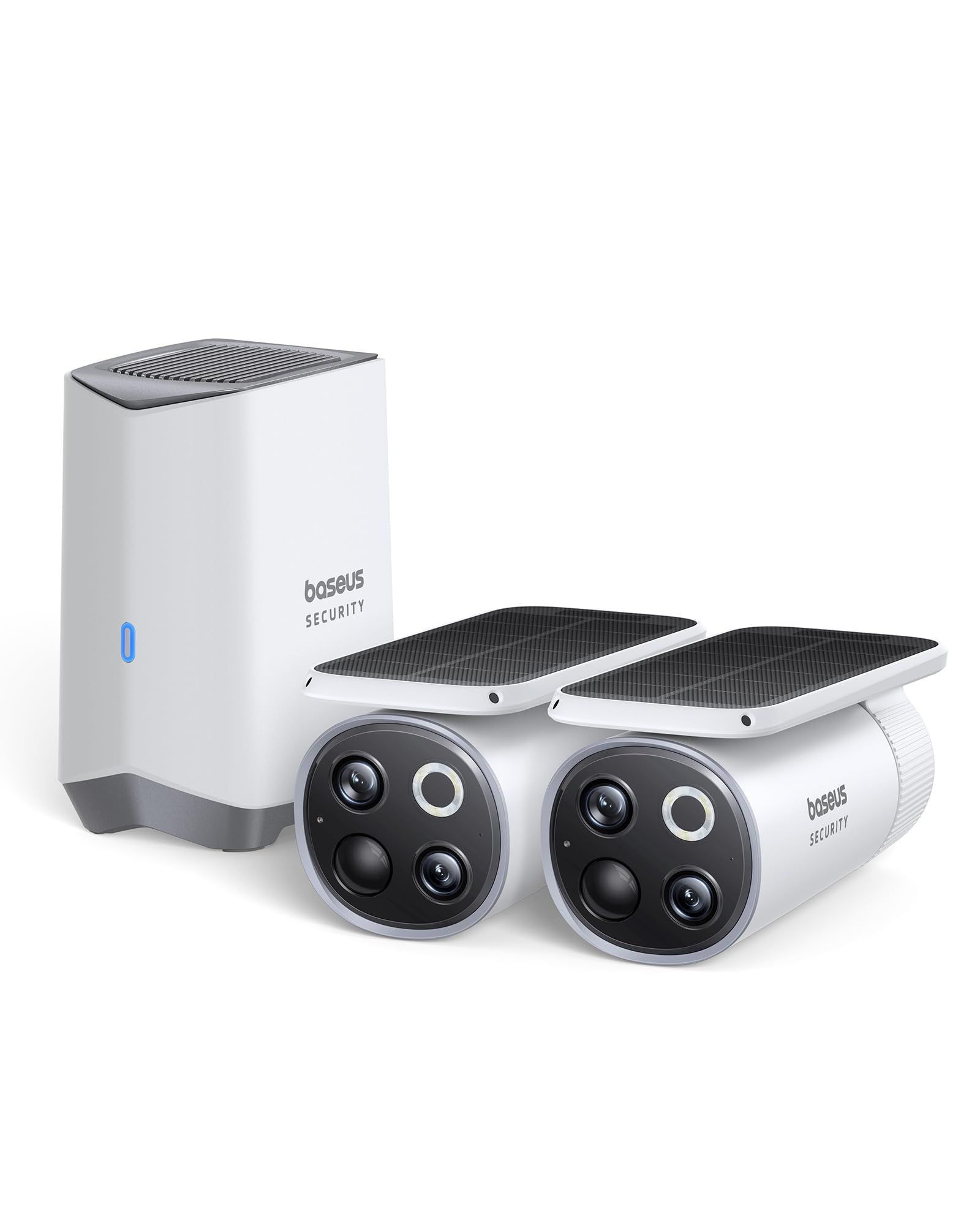 CAMERA IP Exterior Baseus S1 Pro, 3K, 2560 x 1440, kit 2 camere + panou solar + acumulator integrat, unghi pana la 120 grade, IP67, dist. IR 30 m, tip lentila fixa 3 mm, 3 Mpx, wireless + RJ-45, slot SD card, 