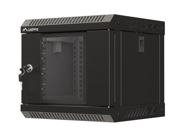 WALL-HUNG RACK CABINET 10  4U 300X300 BLACK GLAZED DOOR LANBERG (FLAT PACK)_1