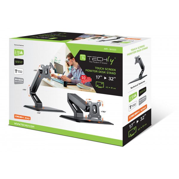 Techly Wandhalterung drehbar fĂĽr 1 Display 17-32  mit Gasfed_4