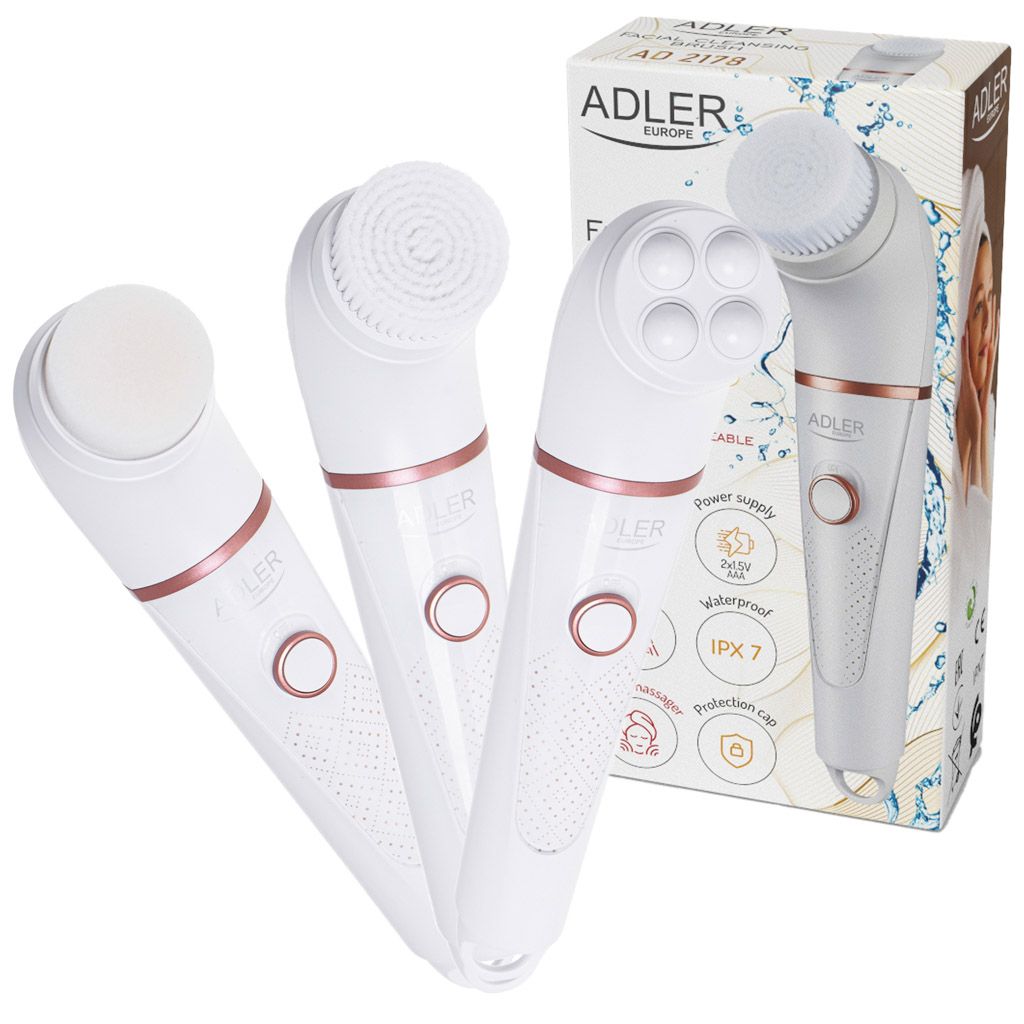 Adler AD 2178 facial cleansing brush Vibrating & rotating brush White Battery_1