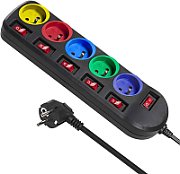Maclean power strip  5 socket extension cable  with switches  250VAC/10A  1.5m  MCE204 M/W_3