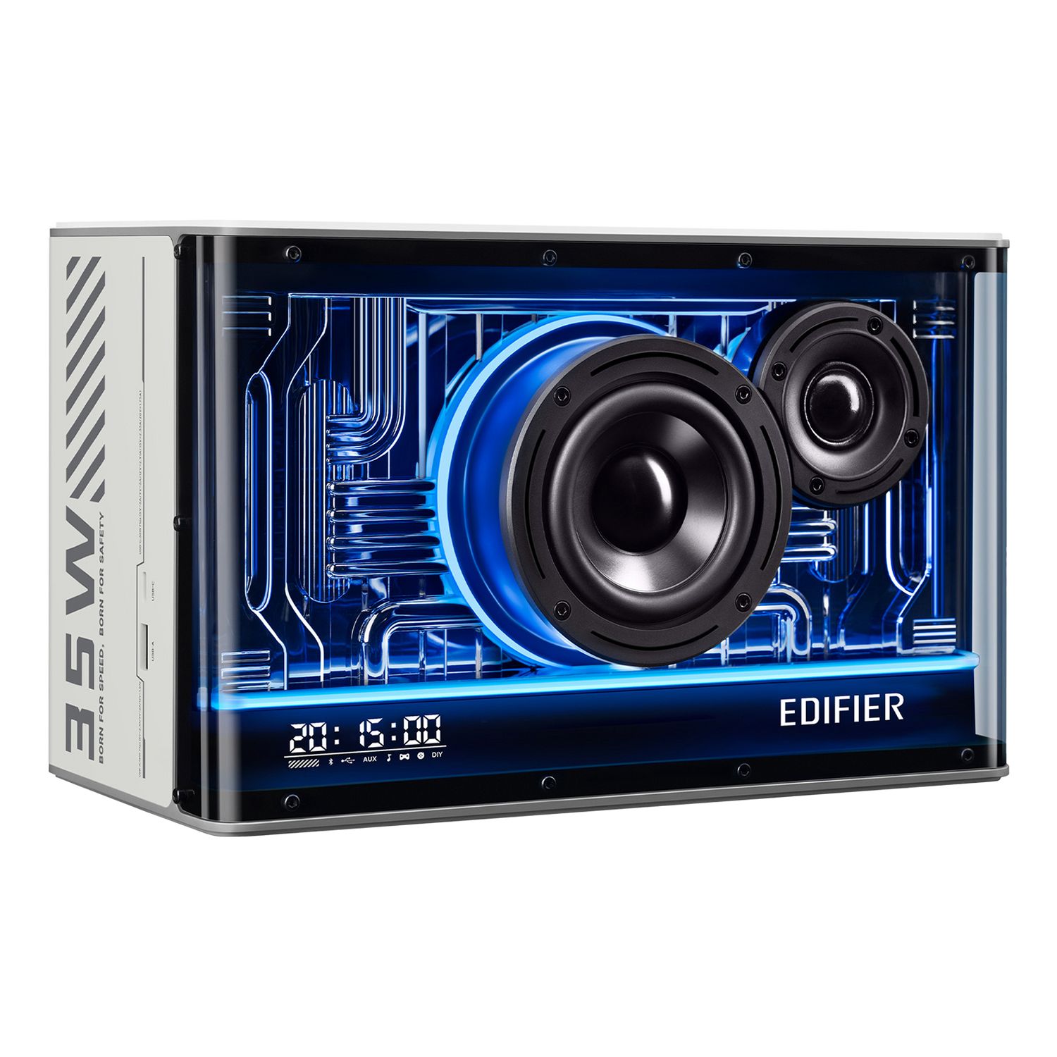 BOXE EDIFIER Gaming desktop, RMS: 40W, Bluetooth 5.3, USB-C, USB-A, AUX, EQs preset 3 moduri, RGB 7 culori, GaN charger 35W, white, 