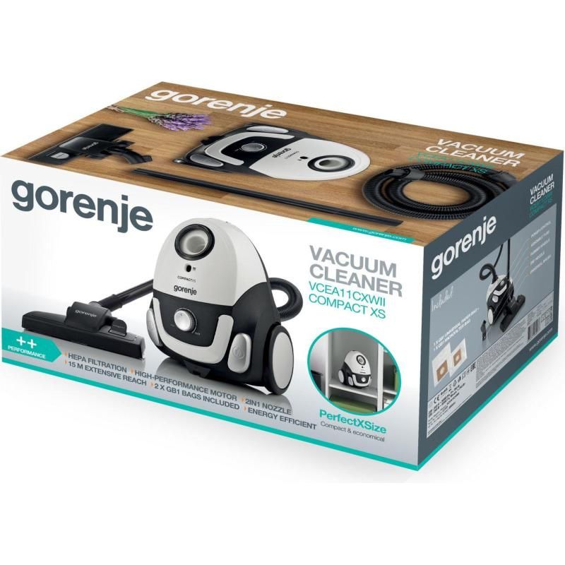 Gorenje Vacuum cleaner VCEA11CXWII Bagged Power 750 W Dust capacity 2 L White_2