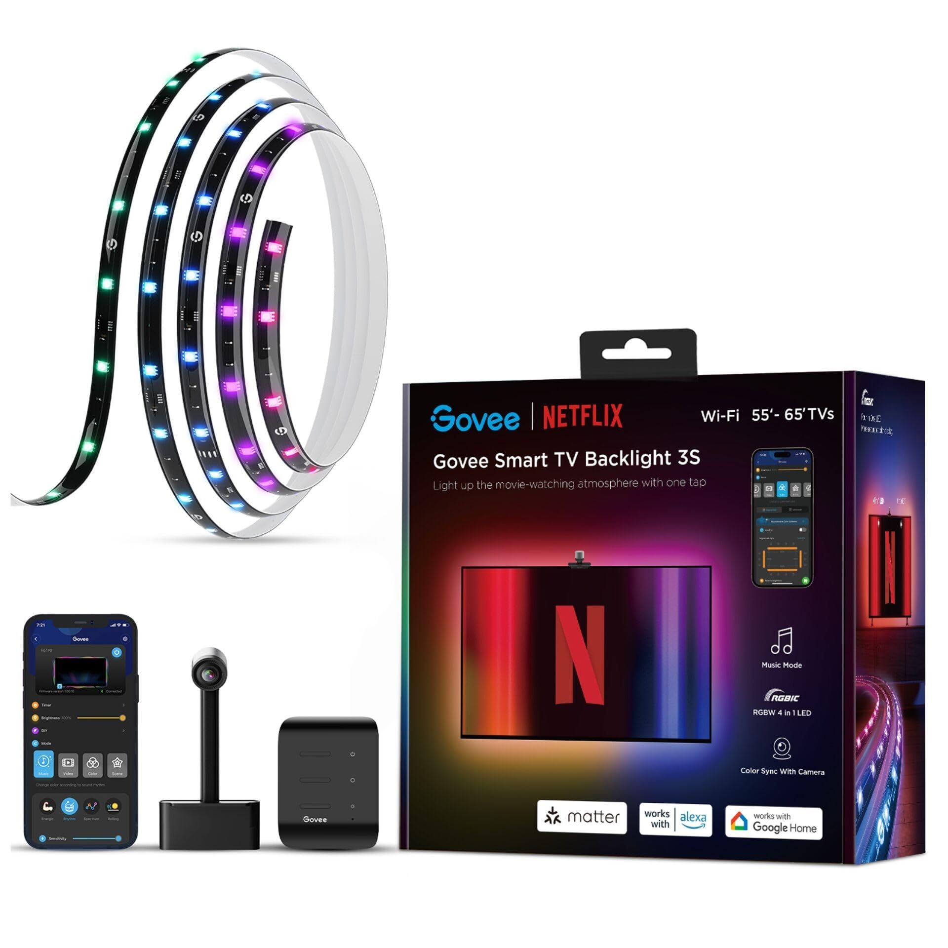 Govee H6098 Envisual TV Backlight Netflix Co-branding Version | LED Strip | Backlight for TVs 55-65 inches  RGBIC  Wi-Fi+Bluetooth_1