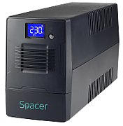UPS Spacer Line Int. cu management, LCD,  1500VA/  900W, AVR, 4 x socket Schuko, display LCD, 2 x baterie 12V/9Ah, conector USB, combo RJ11/RJ45, bateria are 12 luni garantie, 