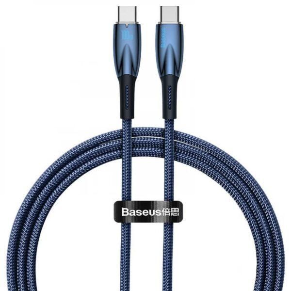 CABLU alimentare si date Baseus Glimmer, Fast Charging Data Cable pt. smartphone, USB Type-C la USB Type-C 100W, 1m, albastru 