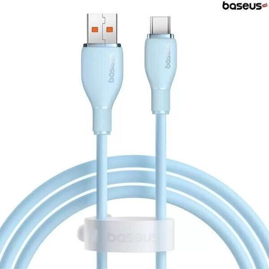 CABLU alimentare si date Baseus Pudding, Fast Charging Data Cable pt. smartphone, USB la USB Type-C 100W, 2m, albastru 