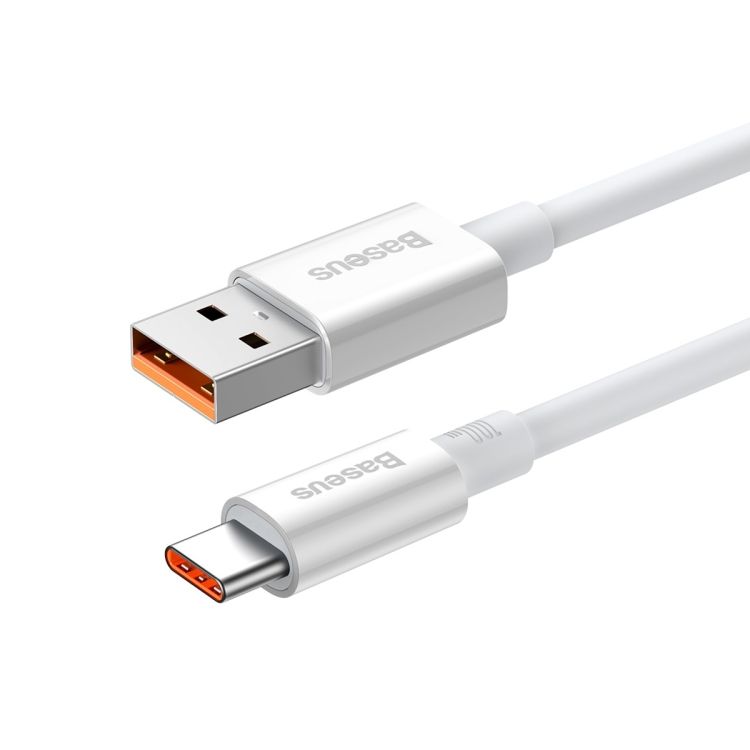 CABLU alimentare si date Baseus Superior, Fast Charging Data Cable pt. smartphone, USB la USB Type-C 100W, braided, 0.25m, alb  P10320102214-00  (timbru verde 0.08 lei) - 6932172631949