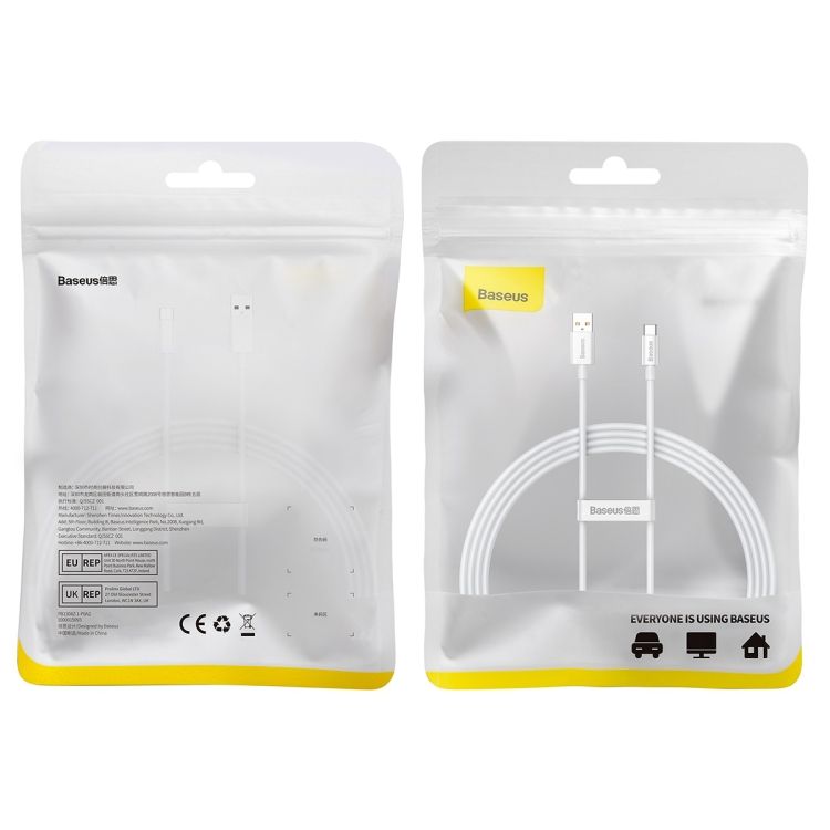 CABLU alimentare si date Baseus Superior, Fast Charging Data Cable pt. smartphone, USB la USB Type-C 100W, braided, 1.5m, alb 