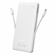 POWER BANK Baseus Airpow lite, 10000mAh, 22.5W, 1 x USB; 1 cablu x USB Type-C, 1 cablu x Iphone Lightning, total 3A, alb, 