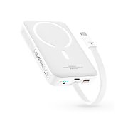 POWER BANK Baseus Magnetic Mini Wireless, 10000mAh, 30W, 2 x USB Type-C output/input, 15W wireless charging, alb, 