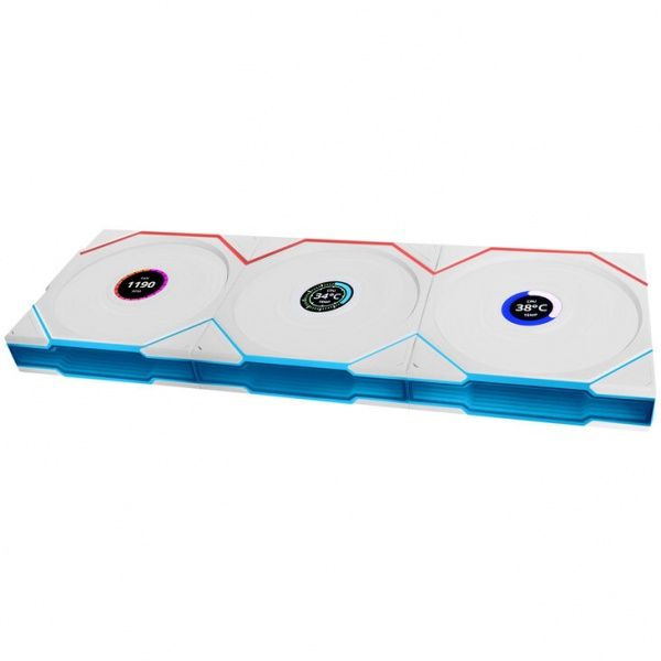 Lian Li UNI FAN TL Wireless LCD Fan  ARGB  PWM  3-pack incl. Controller - Reverse Blade  120 mm  white_1