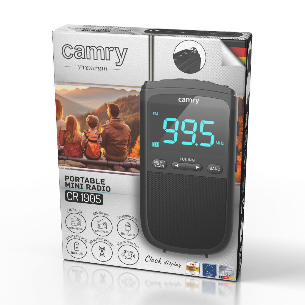 Camry | Portable mini radio | CR 1905 | Alarm function | Black_2