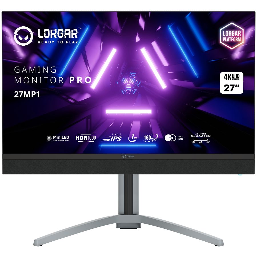 LORGAR 27MP1, UHD MiniLED Gaming Monitor Pro, 27'' (3840*2160) fast IPS flat monitor, black/milky grey_1
