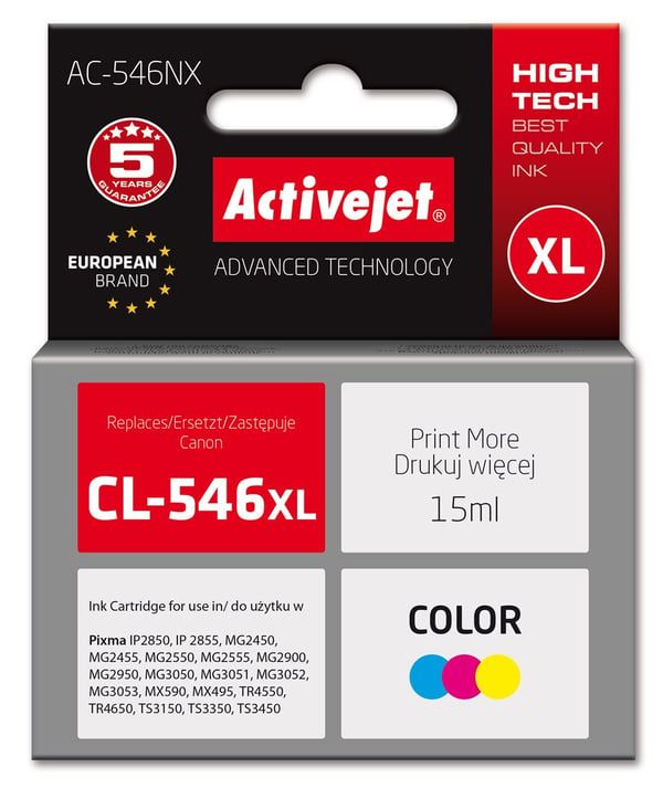 Activejet AC-546NX Printer Ink for Canon  Replacement Canon CL-546XL; Supreme; 15 ml; colour  cyan  magenta  yellow_2