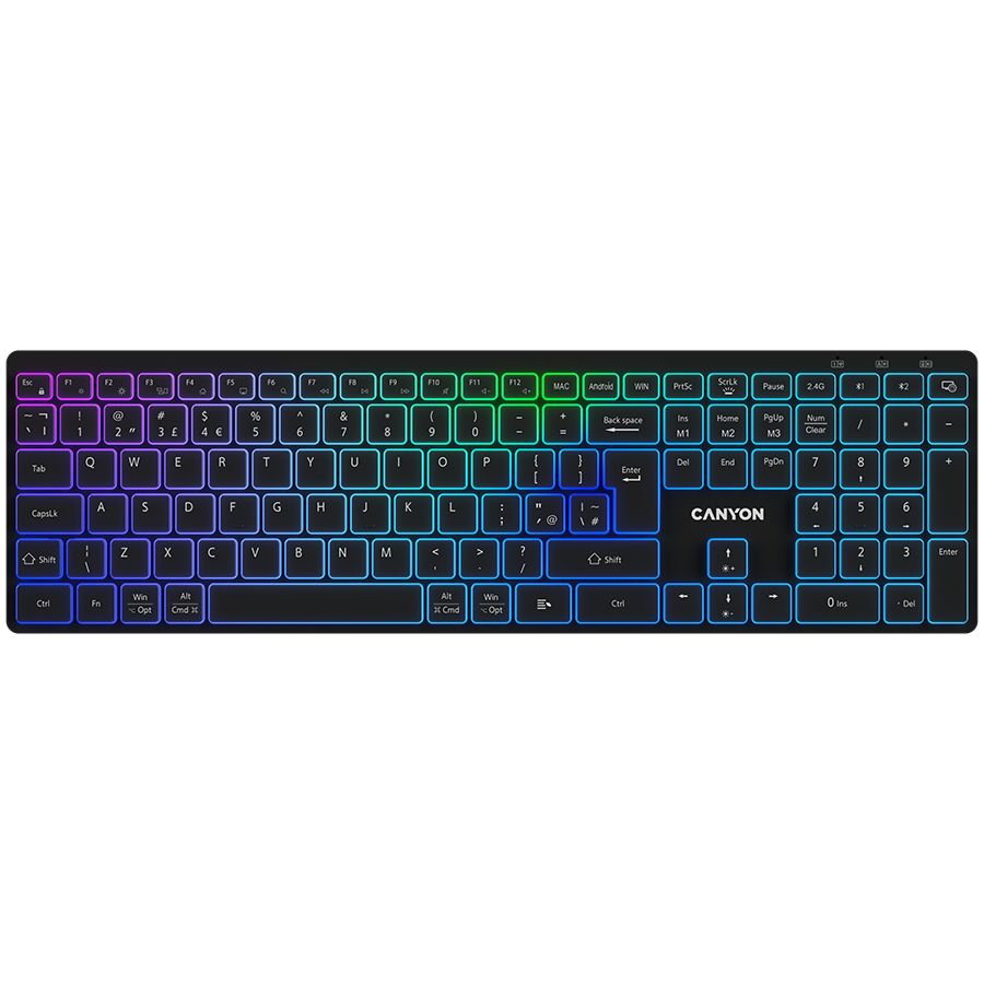 CANYON keyboard HKB-W11 UK/US RGB Dual Mode Wireless Black_2