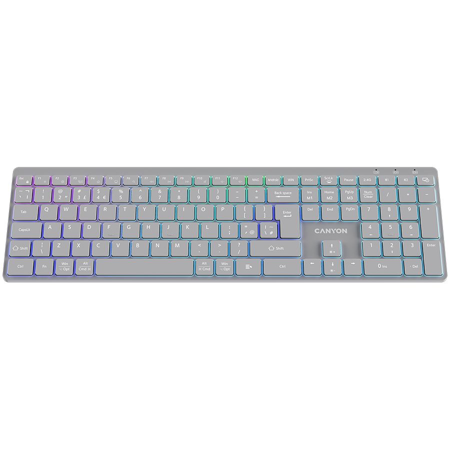 CANYON keyboard HKB-W11 UK/US RGB Dual Mode Wireless White_1