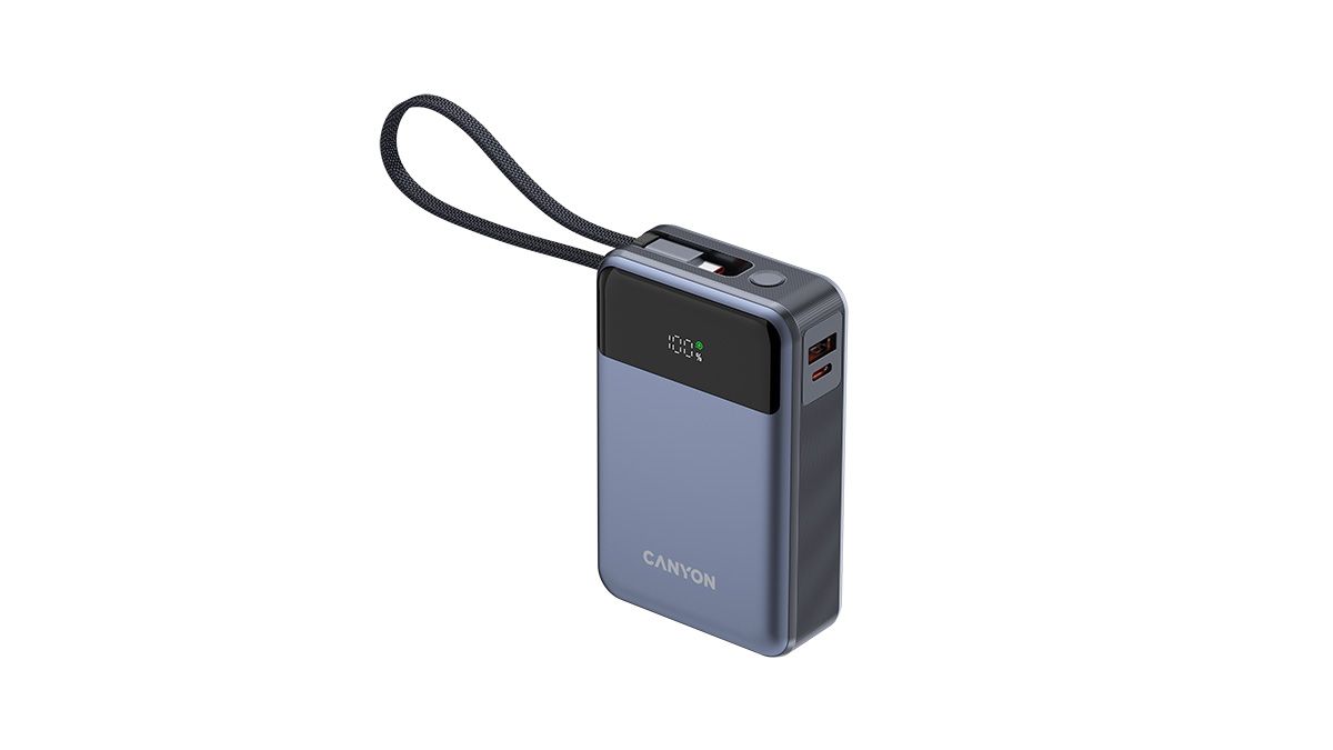 CANYON power bank OnPower 600 built-in cable 20000 mAh PD65W Dark Grey_1