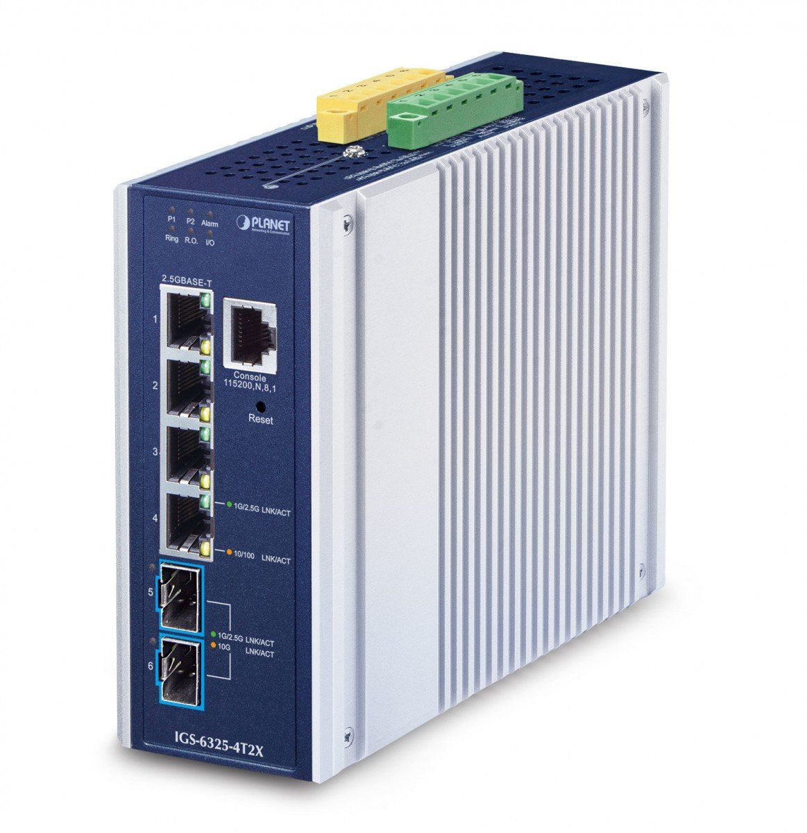 PLANET IP30 Industrial L3 4-Port Gestionate 2.5G Ethernet (100/1000/2500) Aluminiu, Albastru_1